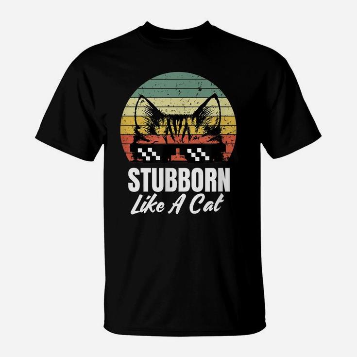 Stubborn Like A Cat Funny Peek A Boo Kitten Lovers Vintage T-Shirt