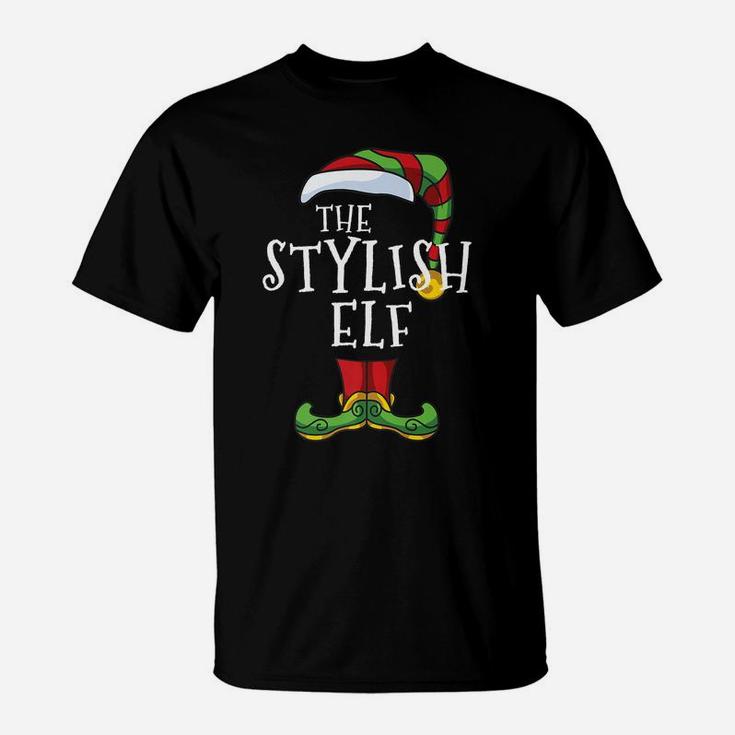 Stylish Elf Family Matching Christmas Group Gift Pajama T-Shirt
