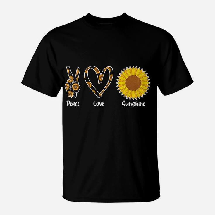 Sunshine Yellow Flower Hippie Florist Peace Love Sunflower T-Shirt