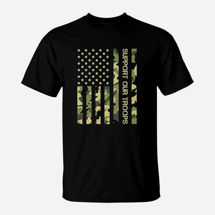Support Our Troops Camo American Flag T-Shirt