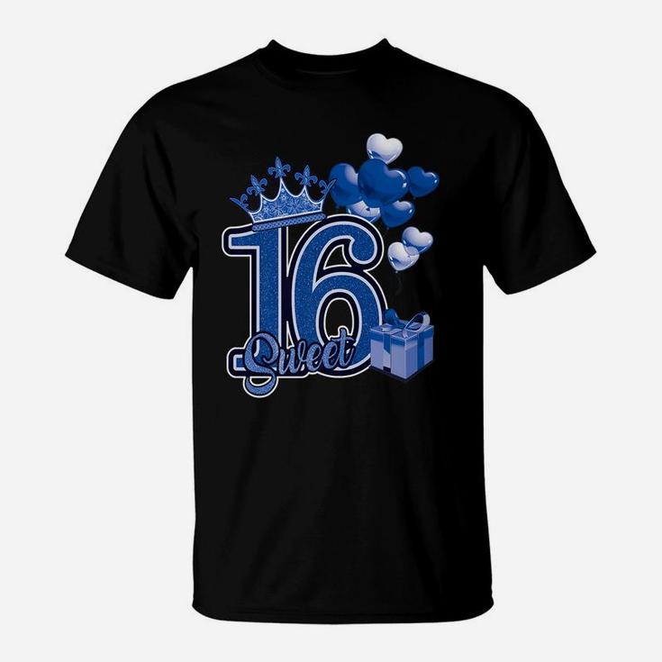 Sweet Sixteen Blue 16 Year Birthday T-Shirt