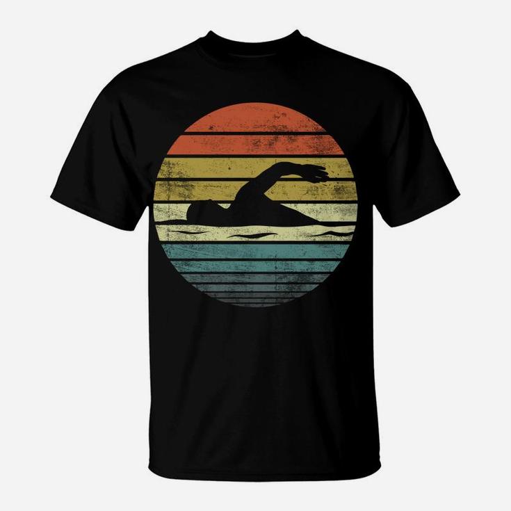 Swimmer Gifts Funny Retro Vintage Sunset Swim Coach Swimming Sweatshirt T-Shirt