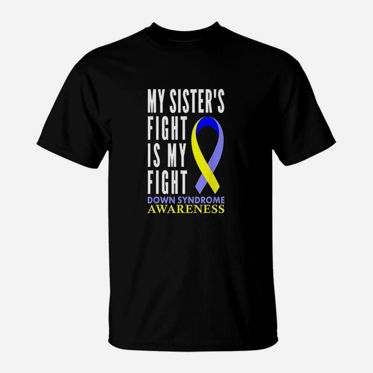 Syndrome Awareness Gifts Day Sister Yellow Blue Ribbon T-Shirt