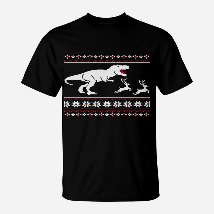 T-Rex Dinosaur Attack Moose Funny Christmas Family Xmas Gift T-Shirt