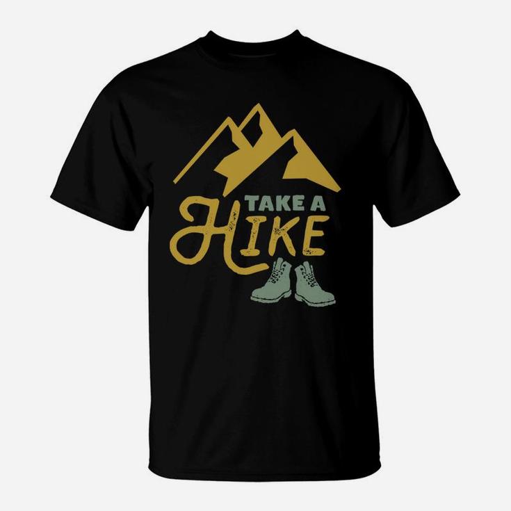 Take A Hike Funny Hiking Pun Vintage Outdoor Camping Hiker T-Shirt