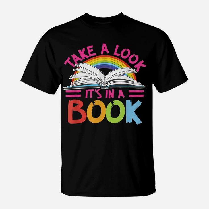 Take A Look It's In A Book Vintage Retro Rainbow Librarian T-Shirt