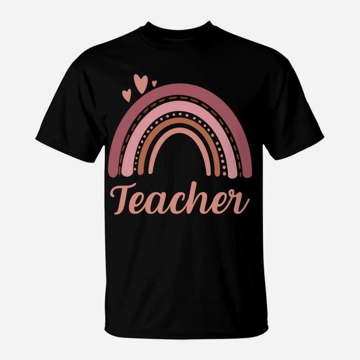 Teacher Vintage Boho Rainbow Teacher Love Hearts Sweatshirt T-Shirt