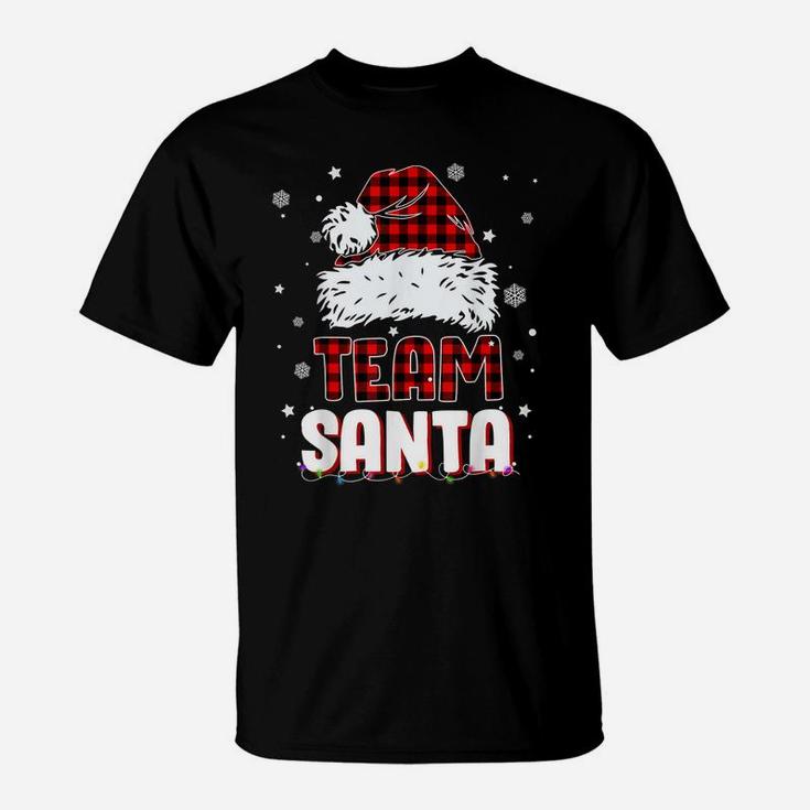 Team Santa Claus Hat Buffalo Plaid Christmas Matching Family T-Shirt