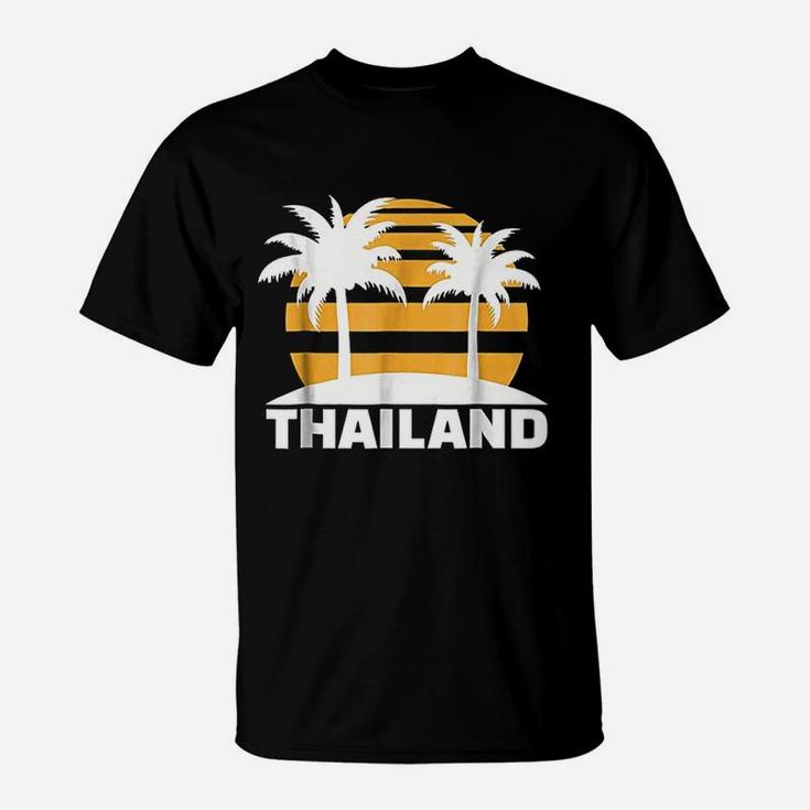 Thailand With Palm Tree And Sunset Retro T-Shirt