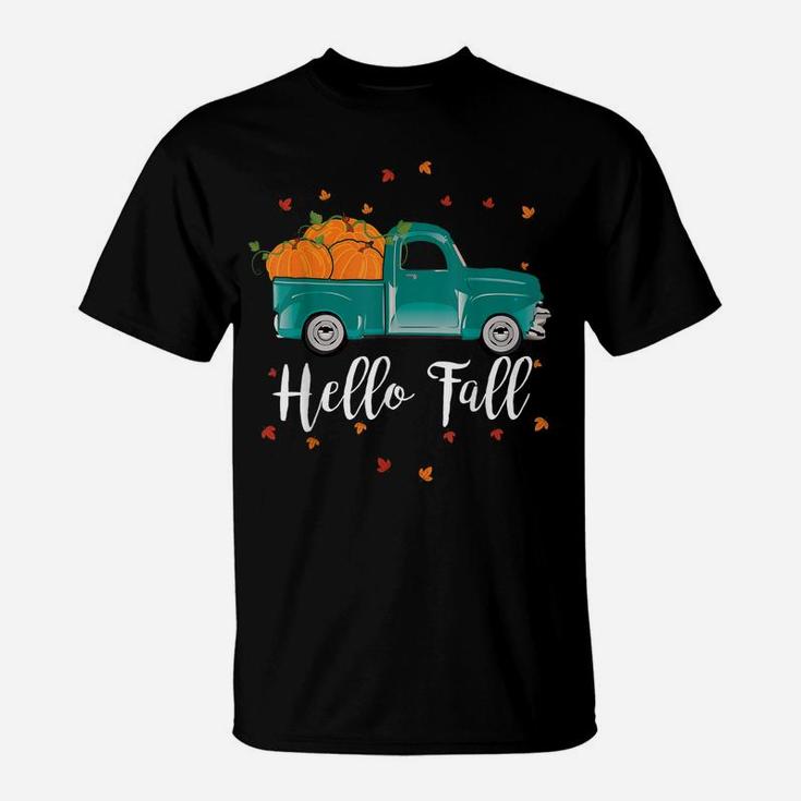 Thanksgiving Harvest Pumpkin Watercolor Truck Fall Gift T-Shirt