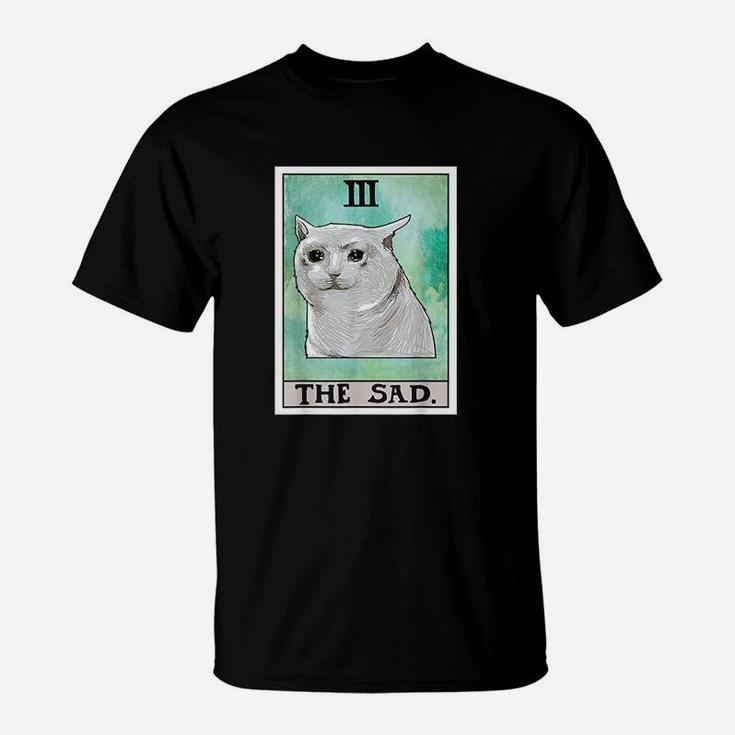 The Sad Cat Tarot Card Funny Meme T-Shirt