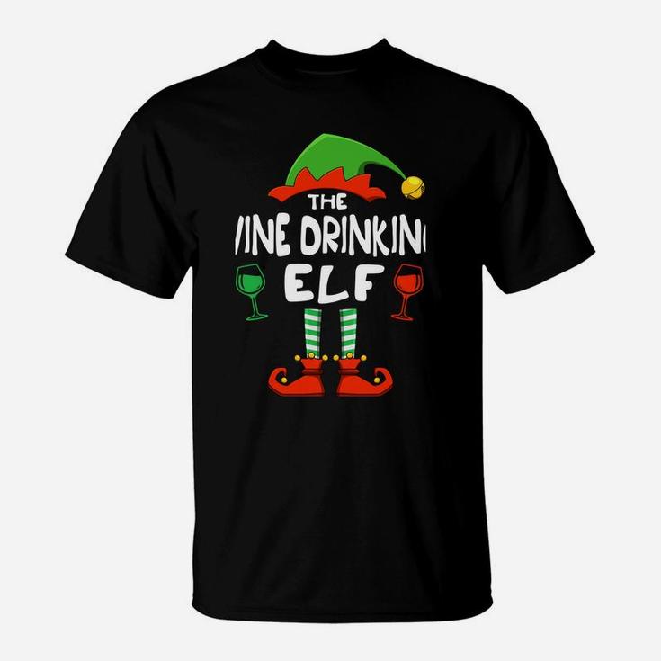 The Wine Drinking Elf Funny Matching Family Christmas Sweatshirt T-Shirt