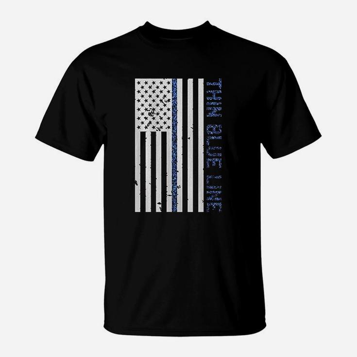 Thin Blue Line American Flag T-Shirt