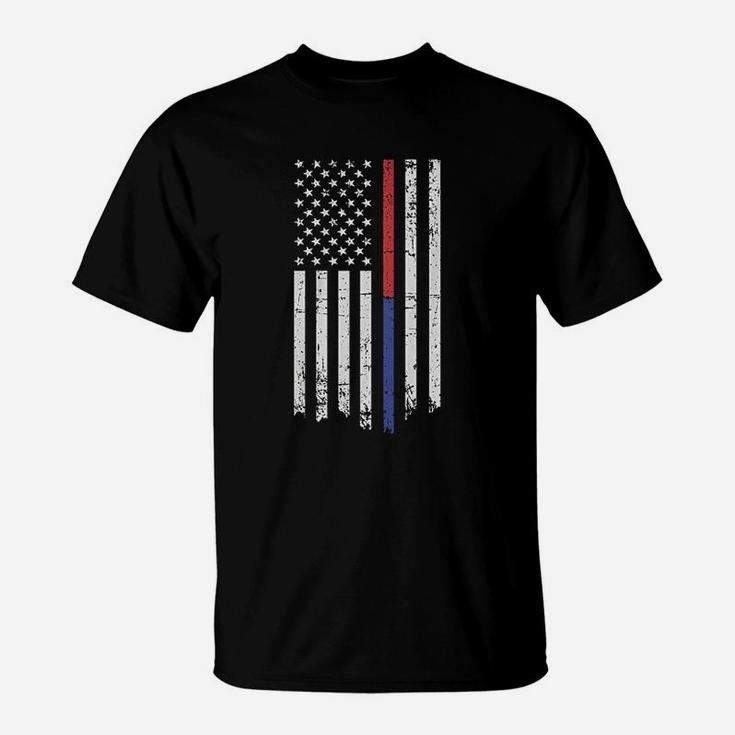 Thin Red Blue Line American Flag T-Shirt