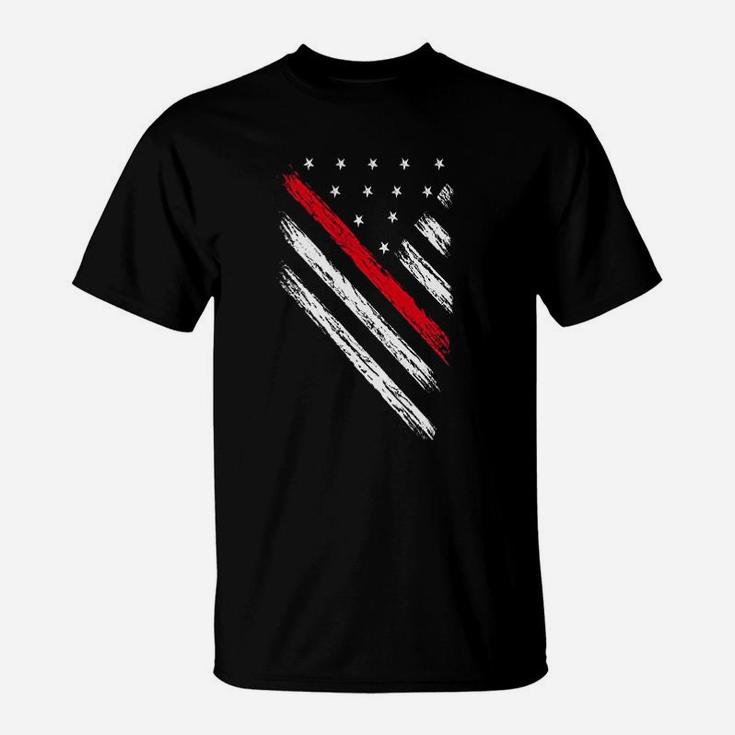 Thin Red Line Usa Flag Firefighter First Responder T-Shirt