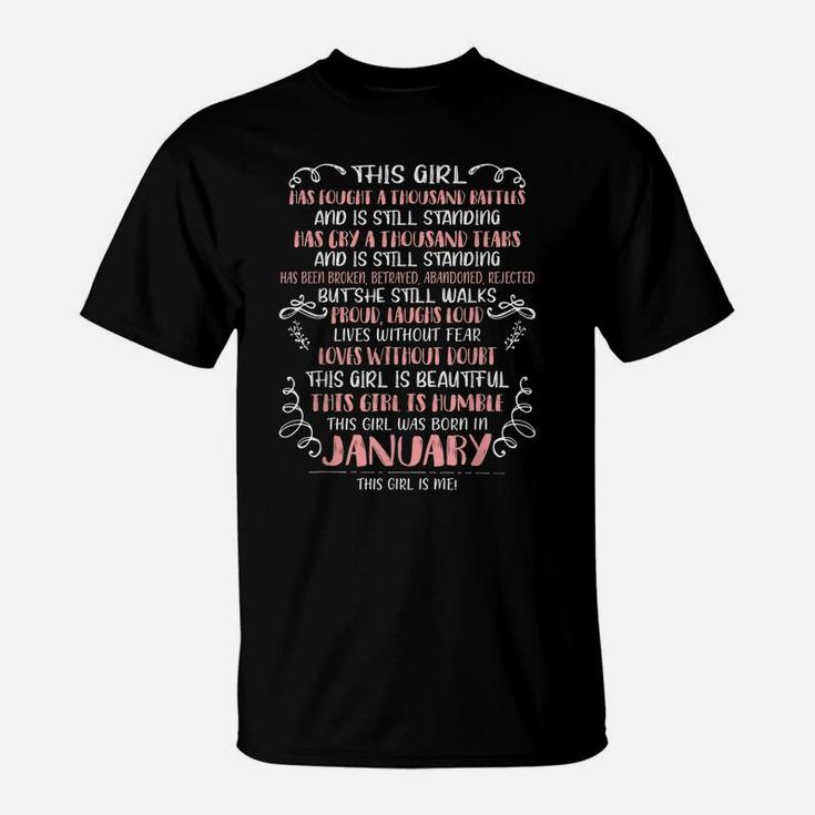 This Girl Has Fought A Thousand Battles Born In January T-Shirt