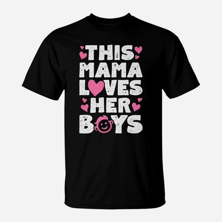 This Mama Loves Her Boys T Shirt Mother Mom Mommy Women Gift T-Shirt
