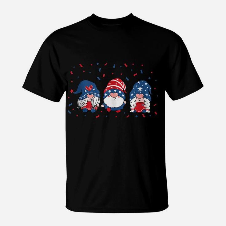 Three Gnomes Celebrating Independence Usa Day 4Th Of July T-Shirt
