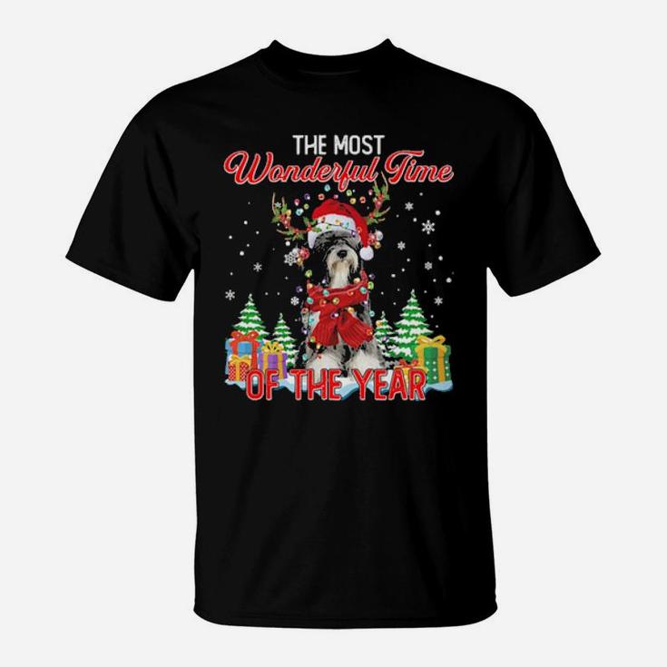 Tibetan Terrier Santa The Most Wonderful Time Of The Year T-Shirt