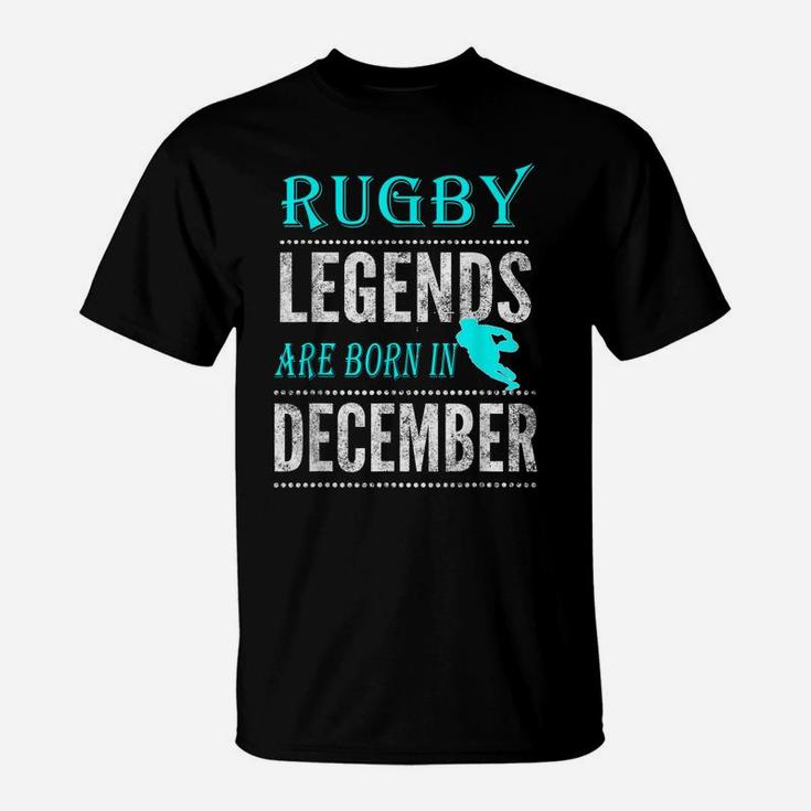 Top Best Boys Mens Rugby Legend Born December Fun T-Shirt