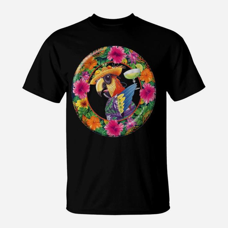 Tropical Parrot Margarita Cocktail Shirt Summer Flower Gift T-Shirt