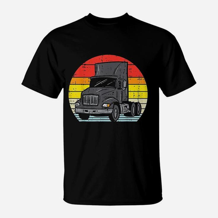 Truck Retro Truckin Big Rig Semi Trailer Driver Trucker Gift T-Shirt