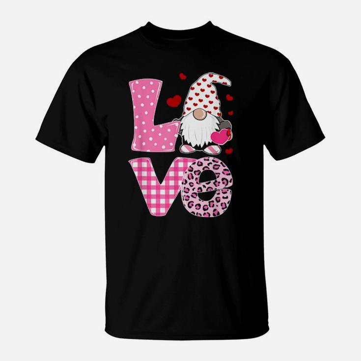 Tu Love Gnome Pink Leopard Plaid Costume Valentine Gifts T-Shirt