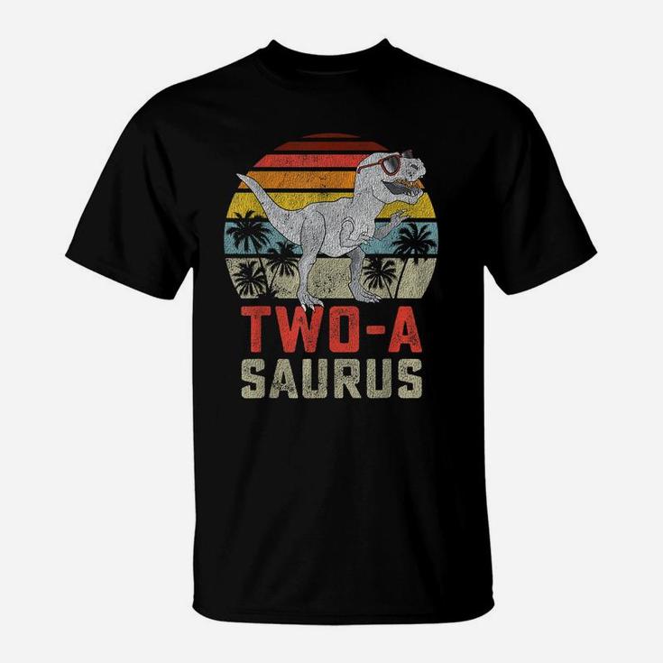 Two A Saurus Birthday T Rex Dino 2Nd Dinosaur Matching T-Shirt