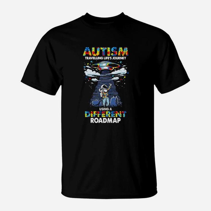 Ufo Autism Travelling Life's Journey Using A Different Roadmap T-Shirt