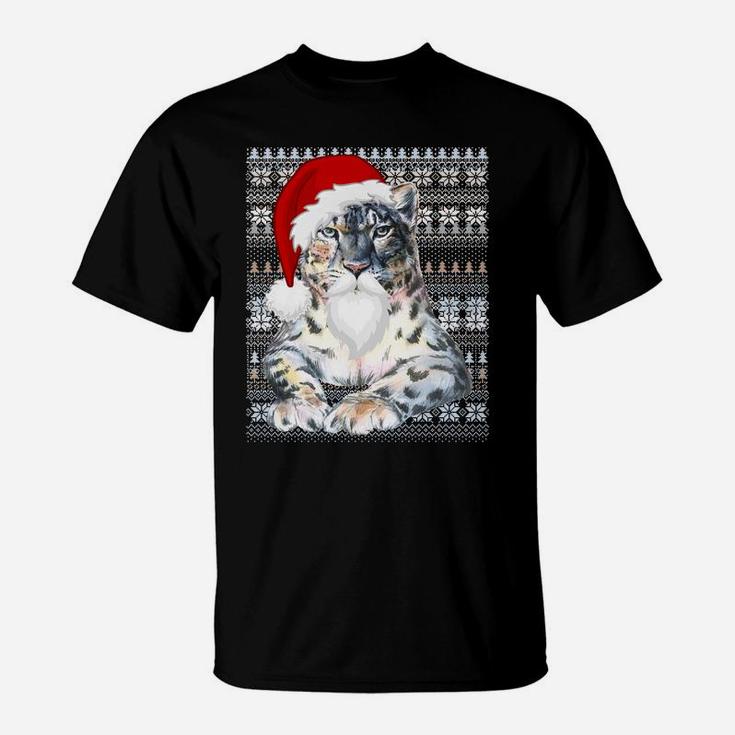 Ugly Christmas Santa Costume Christmas Leopard Cat Lovers Sweatshirt T-Shirt