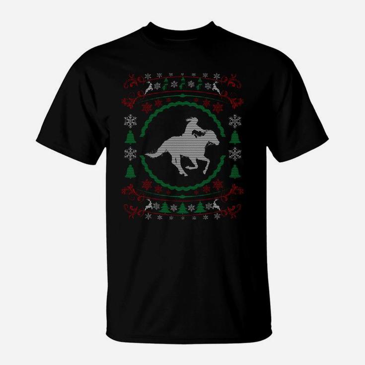 Ugly Christmas Style Cowgirl Riding Xmas Sweatshirt T-Shirt