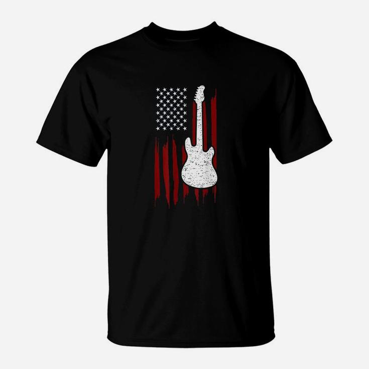 Us Flag Guitar  4Th Of July T-Shirt