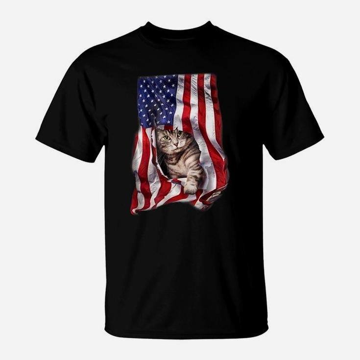 Usa American Flag Cat Kitty Kitten Shirt Funny 4Th July Gift T-Shirt