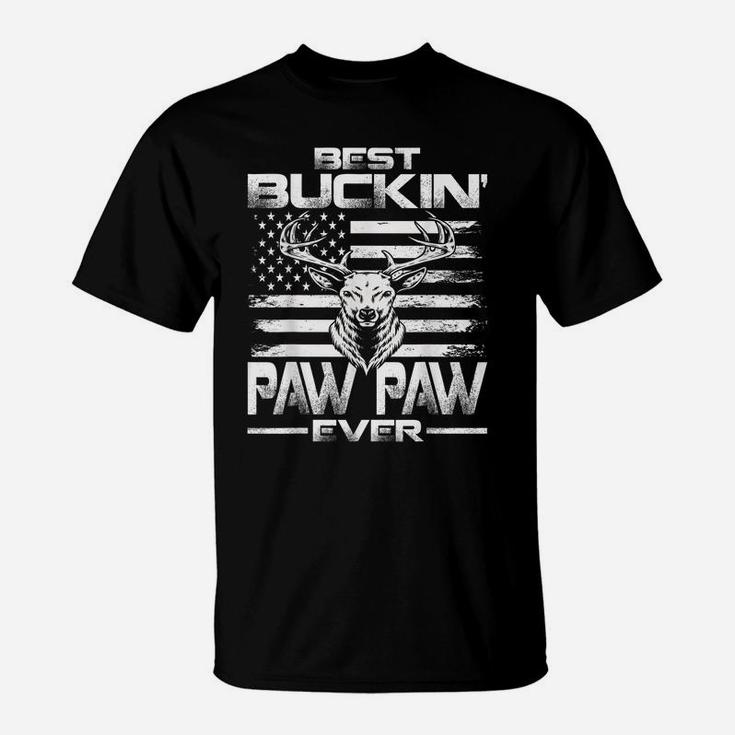 Usa Flag Best Buckin' Paw Paw Ever Deer Hunting T-Shirt