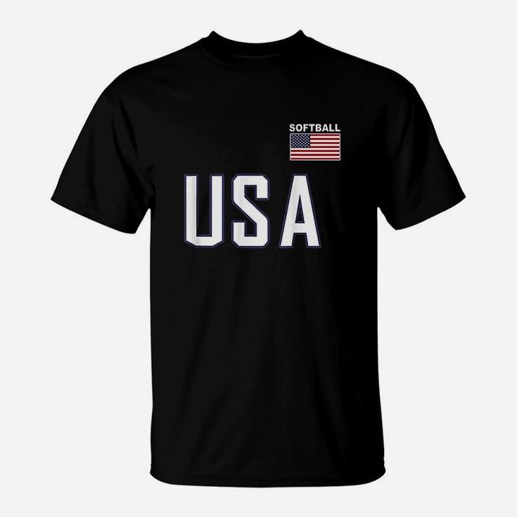 Usa Flag Softball Pocket Team Jersey Gift Top T-Shirt