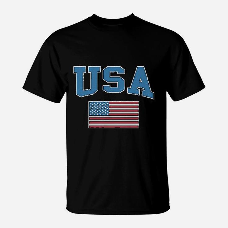 Usa Text And American Flag T-Shirt