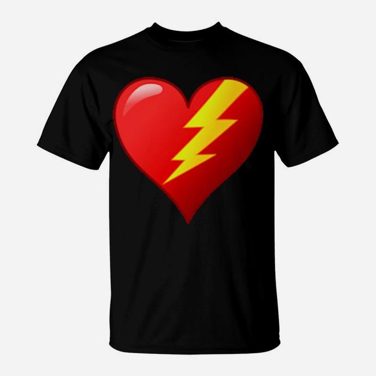 Valentine Lightning Heart Lightning Bolt In Red Heart T-Shirt