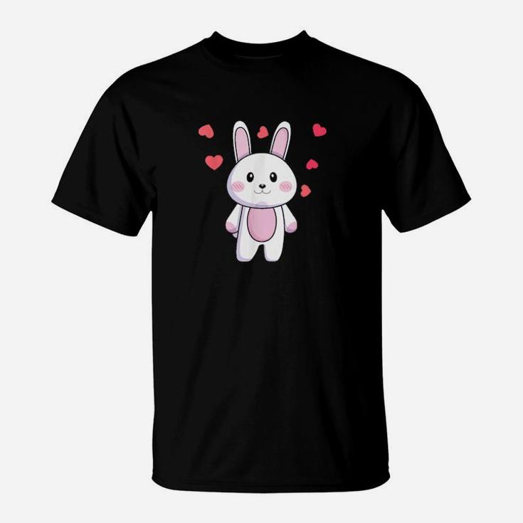 Valentines Couple Bunny Heart Matching For Female Girls Shirt T-Shirt