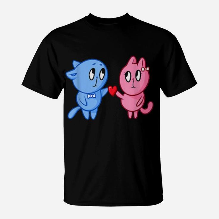 Valentines Day For Him Or Her With Cats And Heart T-Shirt