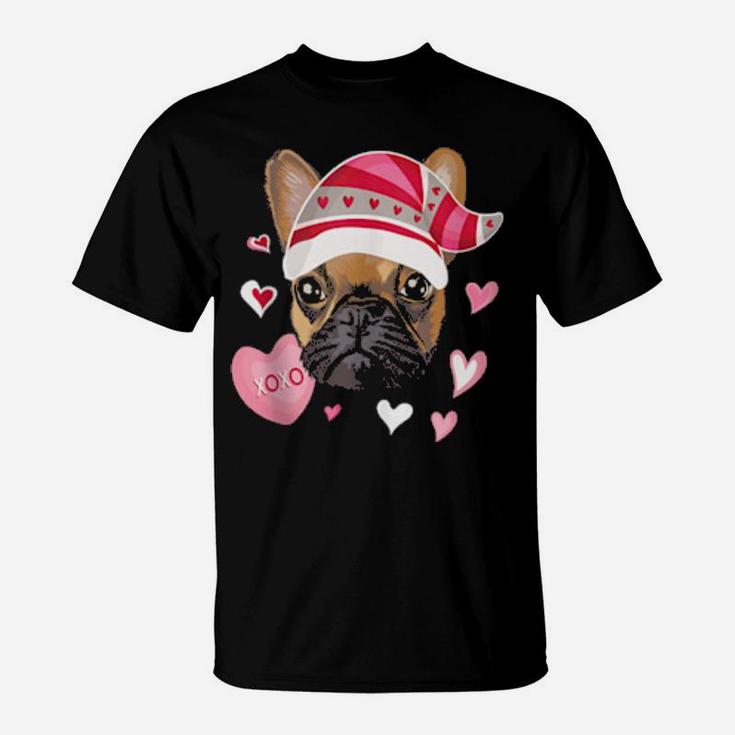 Valentine's Day French Bulldog Gnome Hearts Frenchie T-Shirt