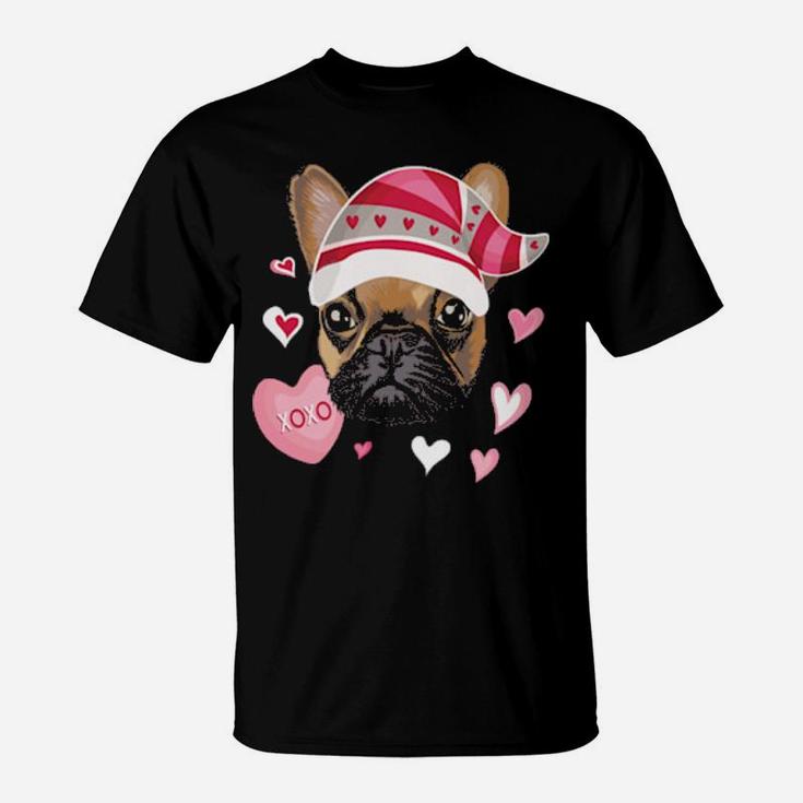 Valentine's Day French Bulldog Gnome Hearts Frenchie T-Shirt