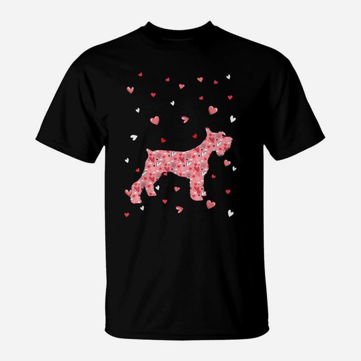Valentines Day Love Hearts Schnauzer Dog Puppy Lover T-Shirt