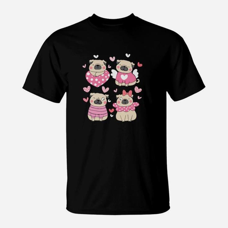 Valentines Day Pug Love Cute Pug Dogs T-Shirt