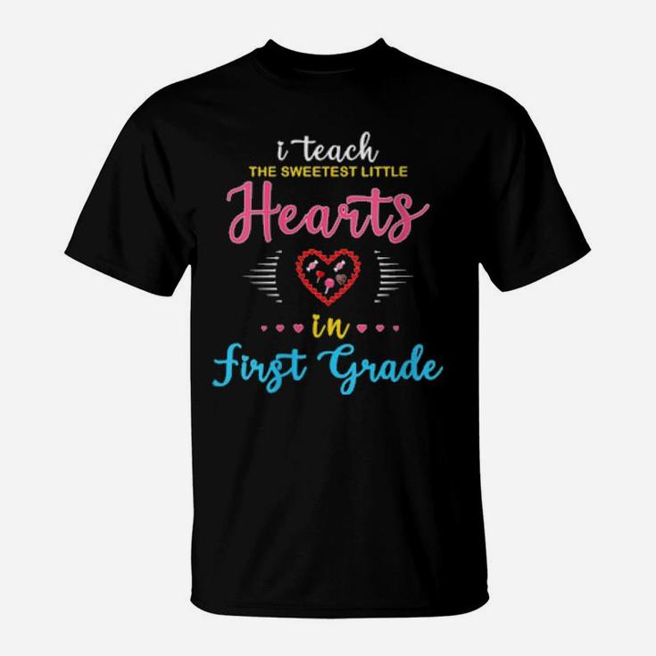 Valentines Day Teacher First 1St Gradecute Hearts Teach T-Shirt