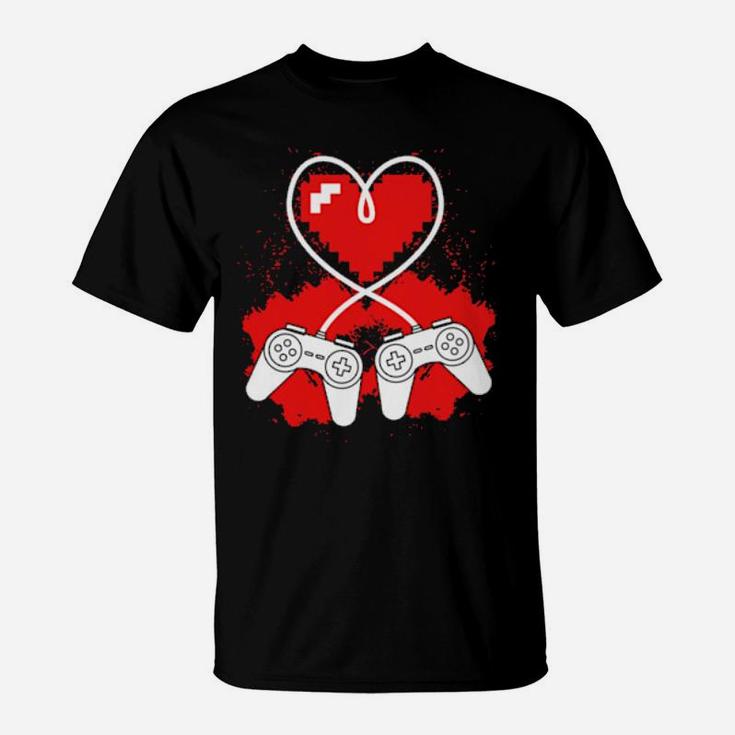 Valentine's Day Video Game Controller Heart Gamer Boys T-Shirt