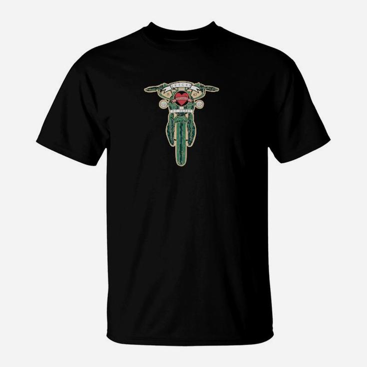 Valentines Heart Love Kick Start Bikers Motorcyle T-Shirt