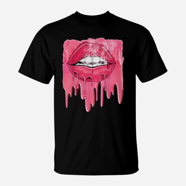 Valentines Pink Dripping Melting Lips T-Shirt