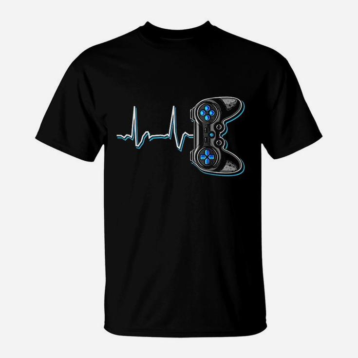Video Gamer Heartbeat Video Game Controller Gift Kids Boys T-Shirt
