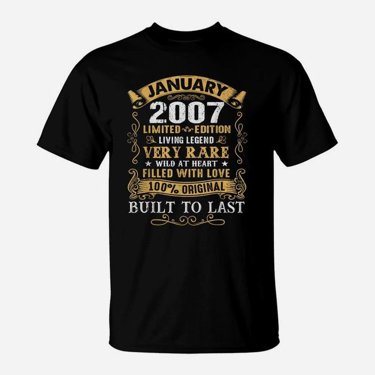 Vintage 14Th Birthday January 2007 Gift 14 Years Old T-Shirt