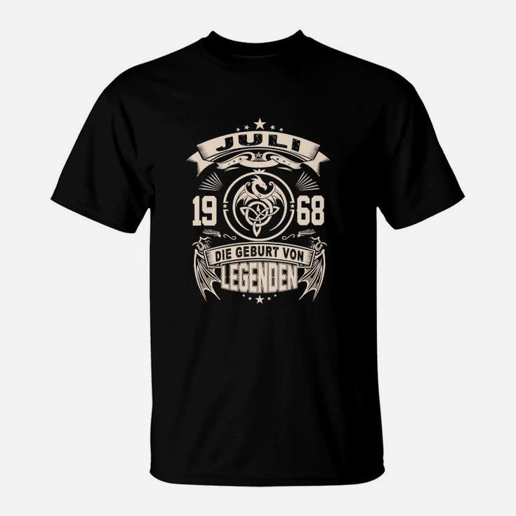 Vintage 1968 Geburtsjahr Legenden T-Shirt in Schwarz, Retro Design